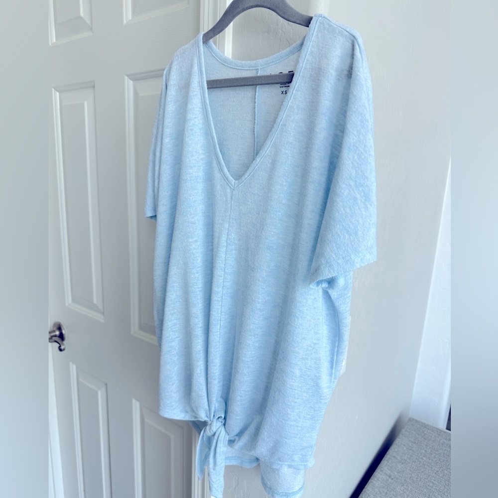 Anne Taylor Loft XS sort sleeve keyhole tie waist top